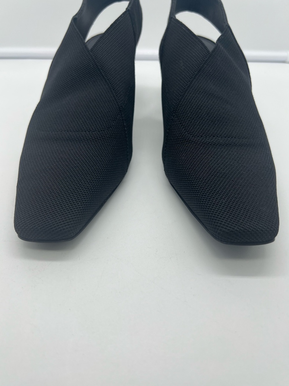 NWT TOTEME The Mid-Heel Black Elastic Suede Trim Square Toe Slingback Pumps 37 - Picture 11 of 17